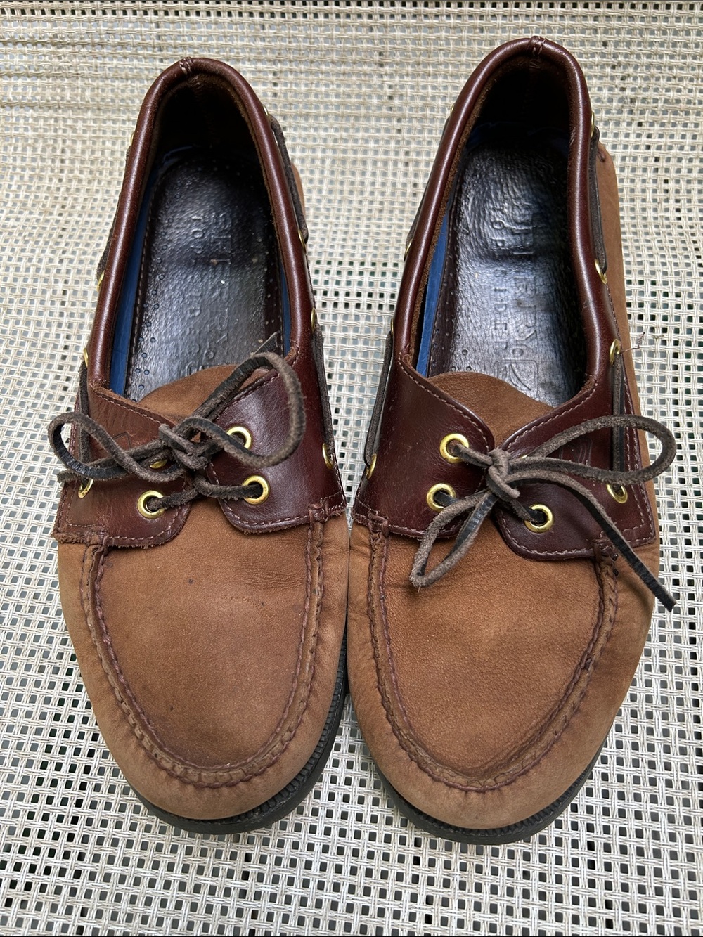 Sperry Two-Tone Brown Suede & Dark Brown Leather Slip-Ons